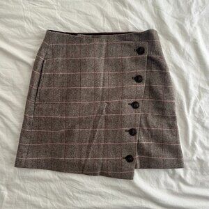 Madewell Wool Button-Front Plaid Skirt Size 2